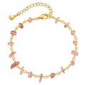 Women's irregular gravel turquoise bracelet in 18K copper with crystal elements