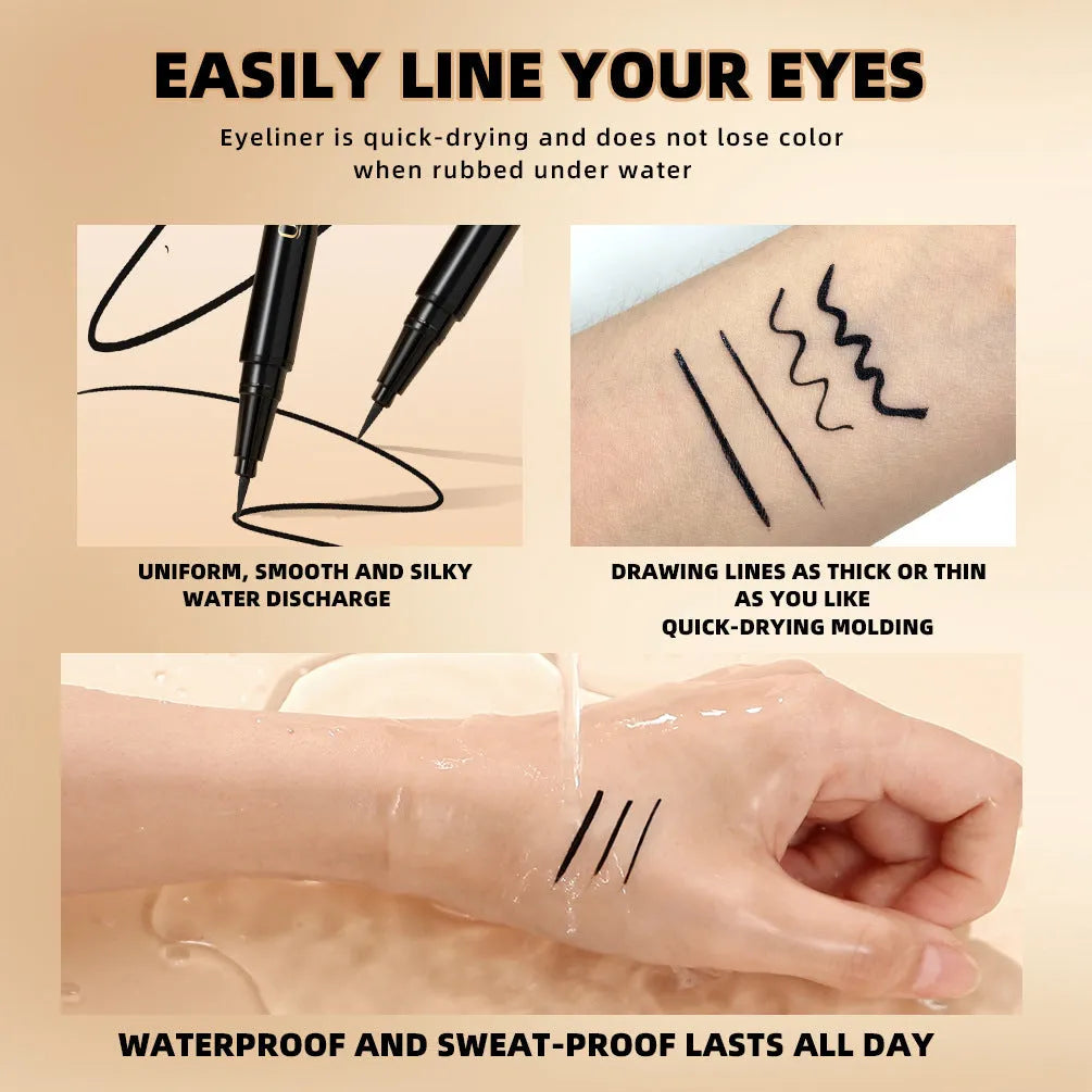 Black liquid eyeliner pen with a sweatproof, quick-drying formula, colour Q2407.
