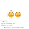 Stainless steel ball stud earrings in geometric round design with gold electroplating
