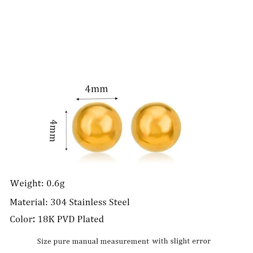 Stainless steel ball stud earrings in geometric round design with gold electroplating