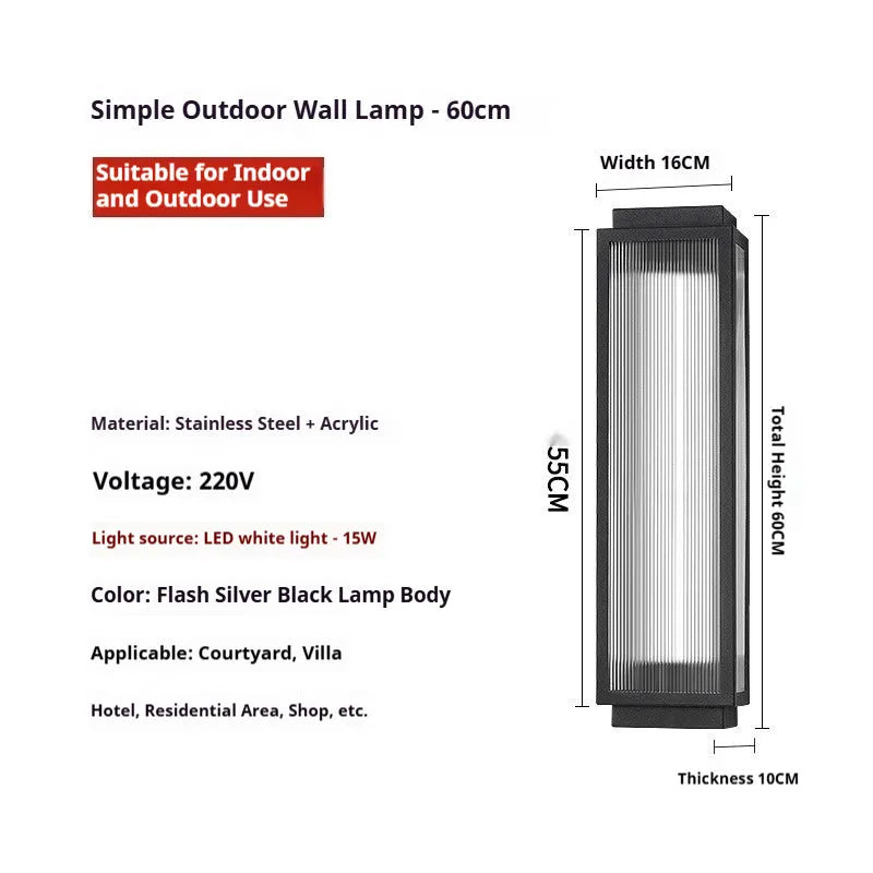 Stainless steel outdoor wall lamp with waterproof rating for garden installation