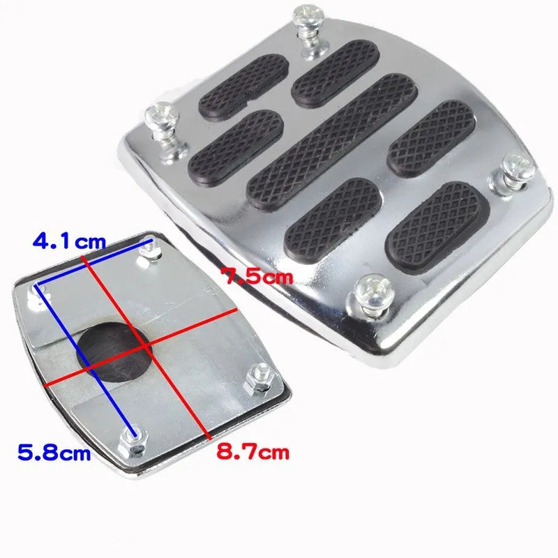 Metal motorcycle brake pedal skid plate replacement part for scooters and electric vehicles