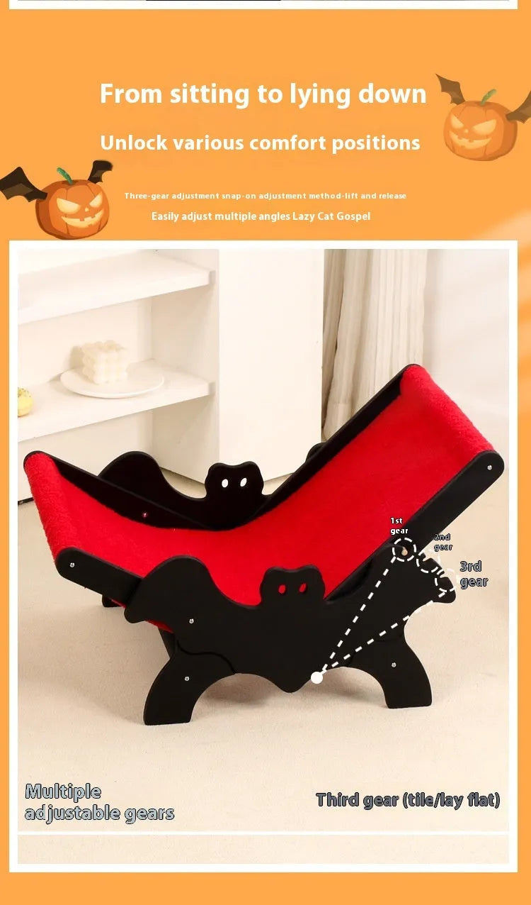 Black and red wooden cat recliner bed and cage MW-054 model for Halloween pet furniture