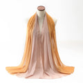 Long bubble towel texture chiffon scarf draped showing its length and colour.