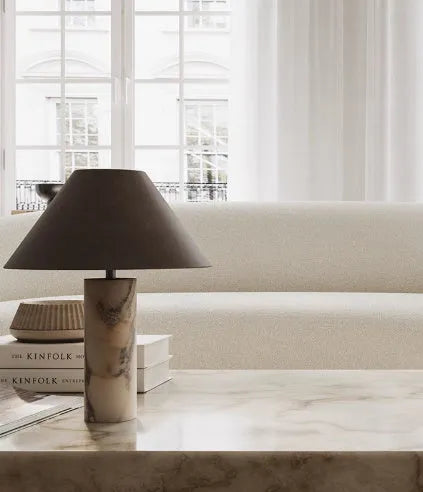 Black modern minimalist marble table lamp with choice of EU or US power plug