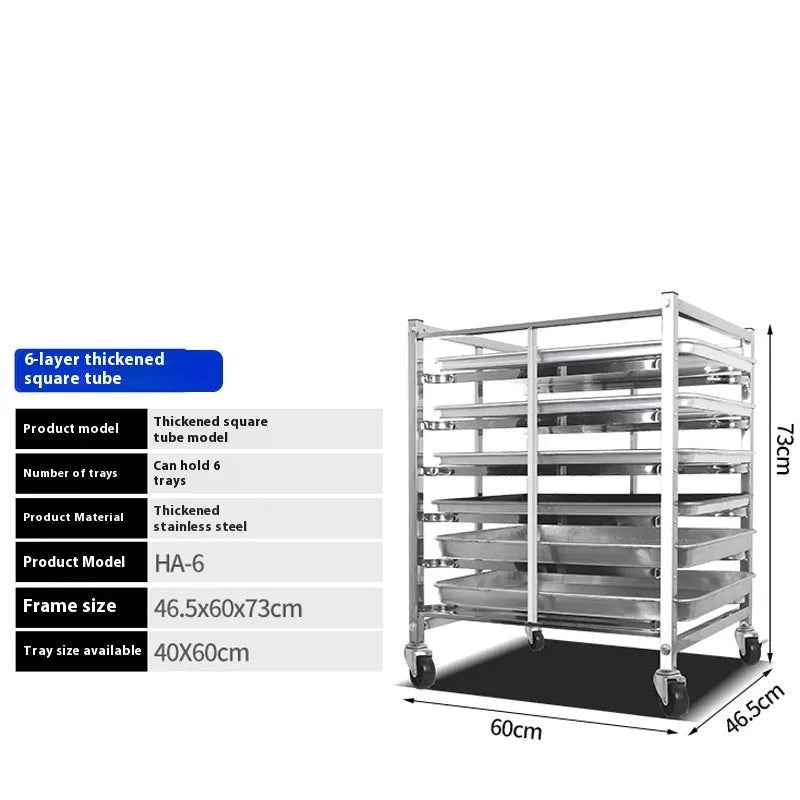Stainless steel six-layer baking tray rack with lock, measuring 40cm by 60cm