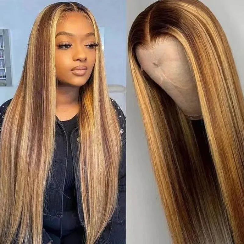 Front lace synthetic wig with big wave curls in African black gradient colour
