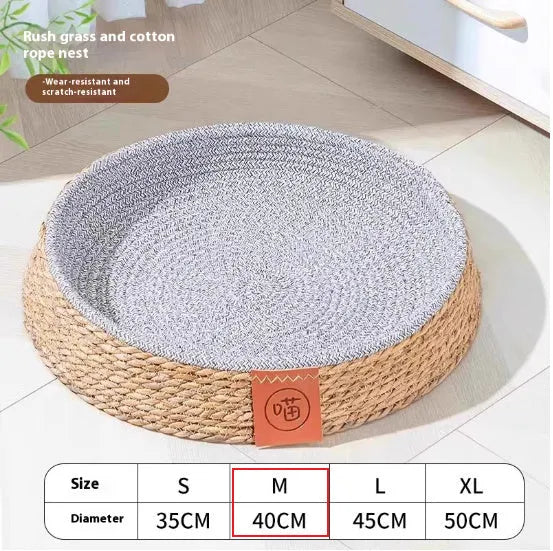 Rattan woven cat bed nest for indoor cats available in four sizes
