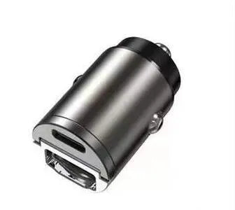 Zinc alloy car cigarette lighter charger adapter showing Black and Tarnish colour options next to scale