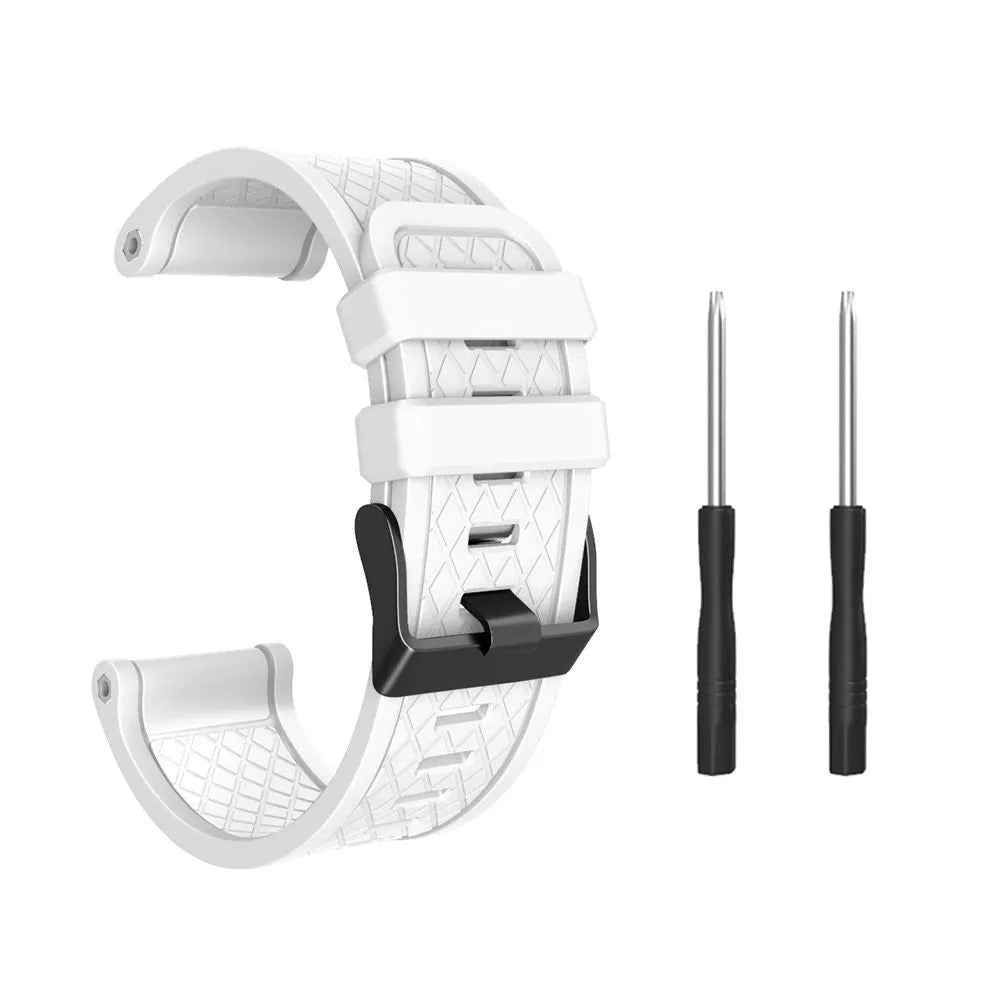 Black silicone watch strap with stainless steel buckle for Jiaming watches, 26mm width