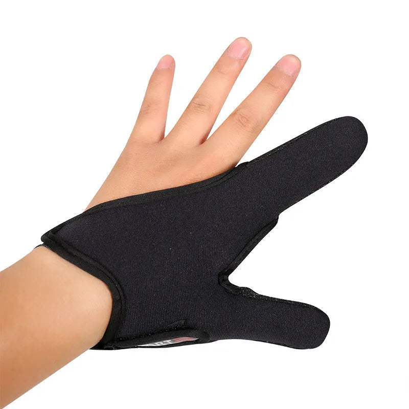 Two-finger fishing glove with microfiber palm and diving cloth backing
