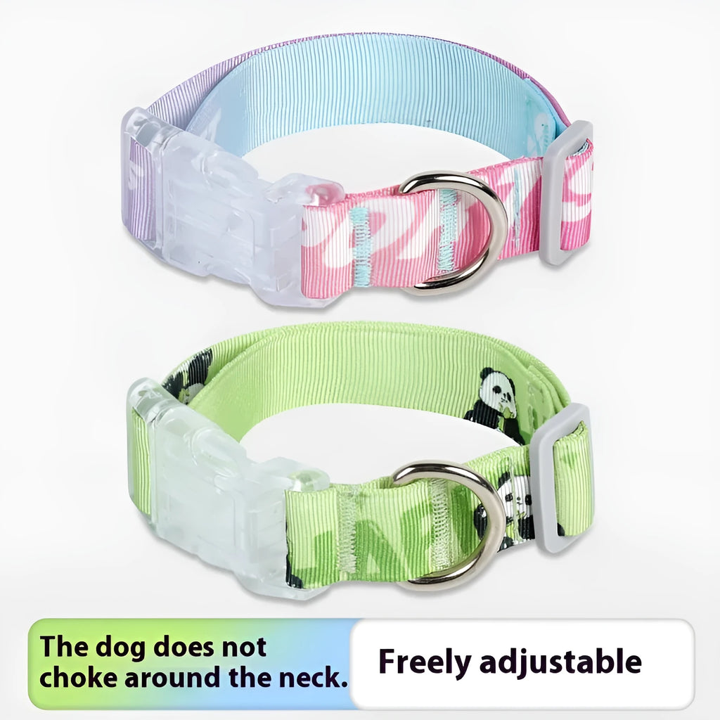 Cartoon gradient printing dog collar with adjustable plastic buckle in nylon material