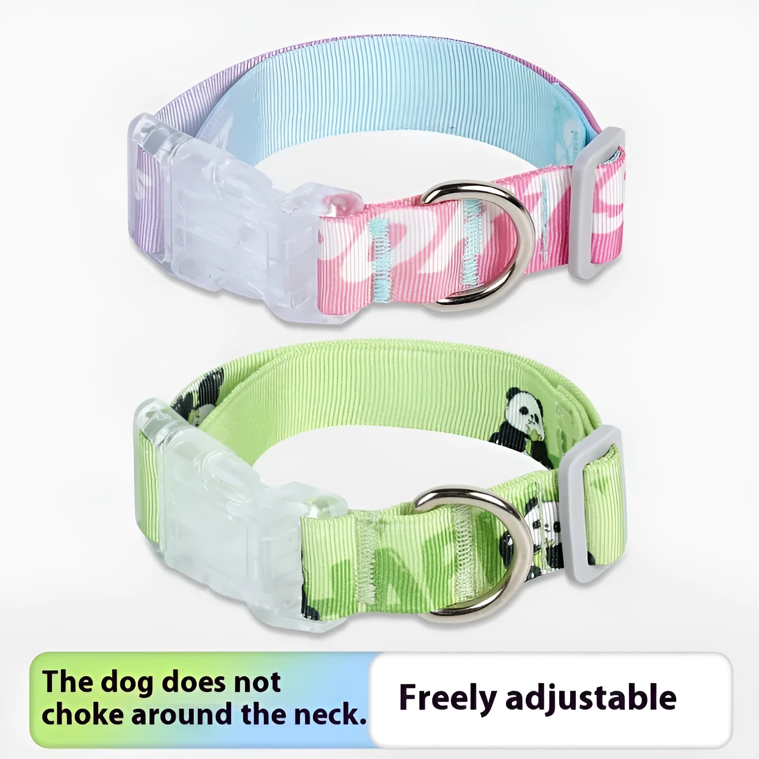 Cartoon gradient printing dog collar with adjustable plastic buckle in nylon material