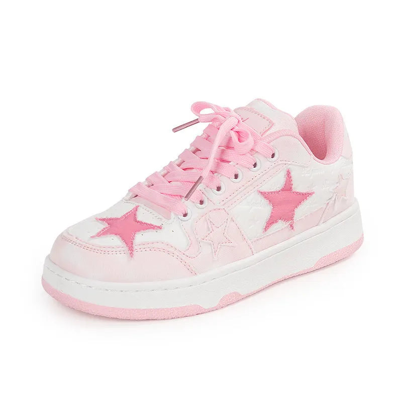 Denim unisex skateboard shoes with mesh lining and rubber sole in black, green, pink.