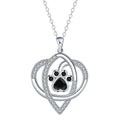 Copper pendant necklace with dog and cat paw footprints design on cross chain