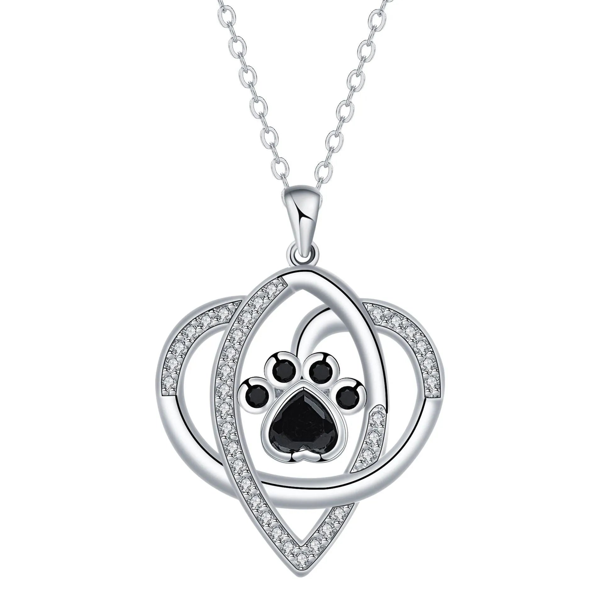 Copper pendant necklace with dog and cat paw footprints design on cross chain