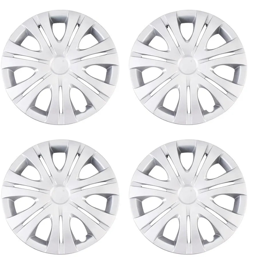 Monochrome ABS wheel hub cover in silver, black, and electroplated finishes for 13-16 inch wheels.