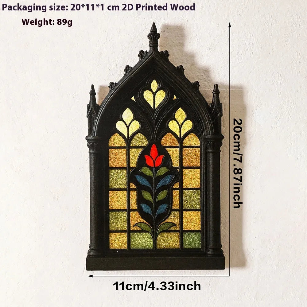 Black wooden gothic door frame wall-mounted storage rack in three colour size options