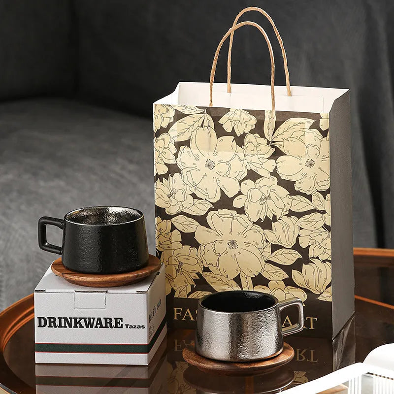 Office gift tumbler coffee cup set with metallic gift box and 250ml capacity