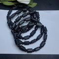 Natural black tourmaline rough stone bracelet with approximately 9mm stones and unisex design