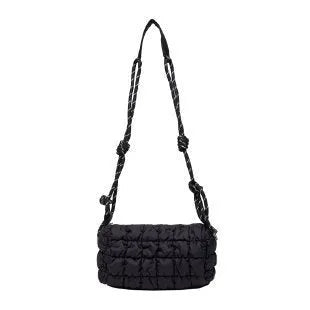 Women's lightweight nylon messenger bag with pillow shape and rhombus pattern in crossbody style