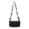 Women's lightweight nylon messenger bag with pillow shape and rhombus pattern in crossbody style
