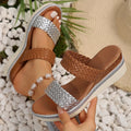 Gold and silver plus size women's wedge sandals with a 4.5 cm rubber sole