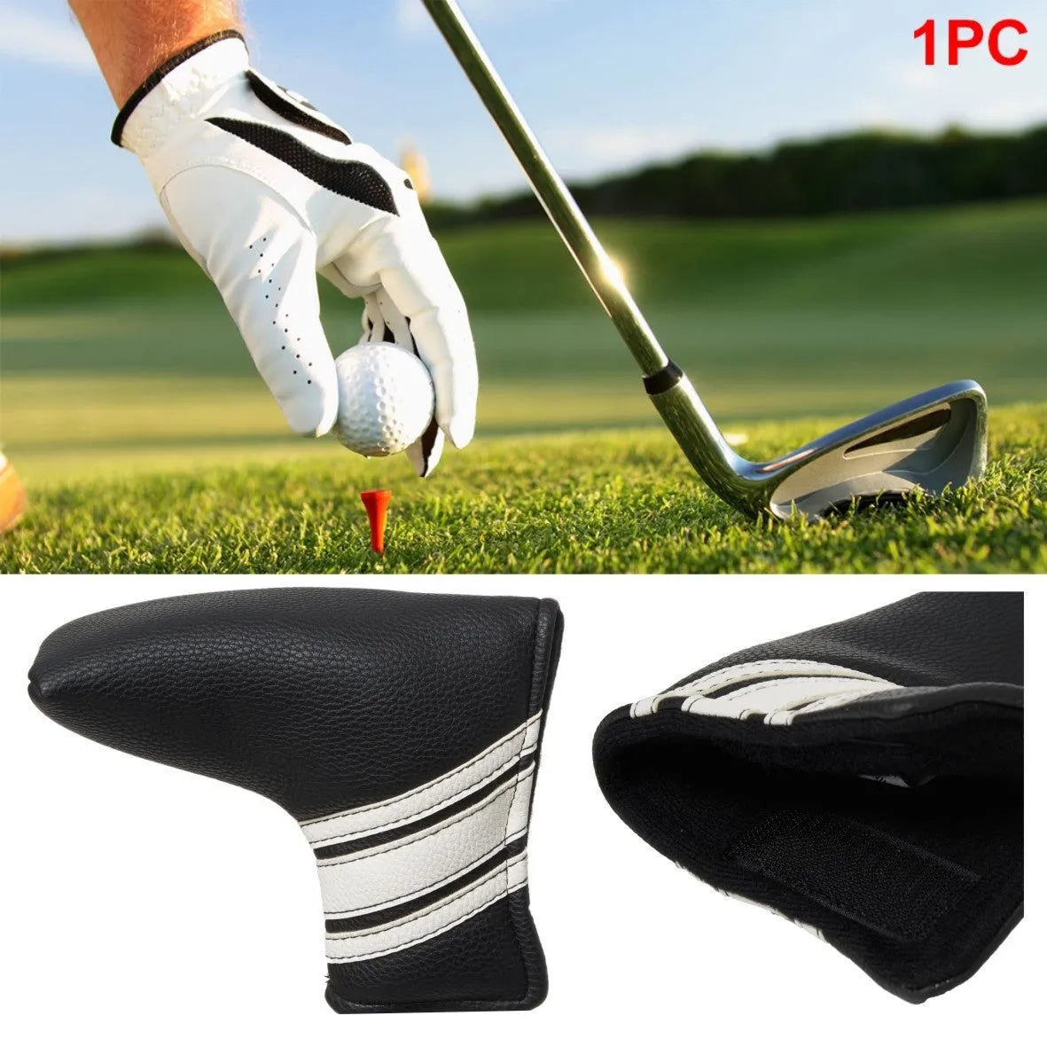 Black PU leather golf push rod sleeve for equipment protection