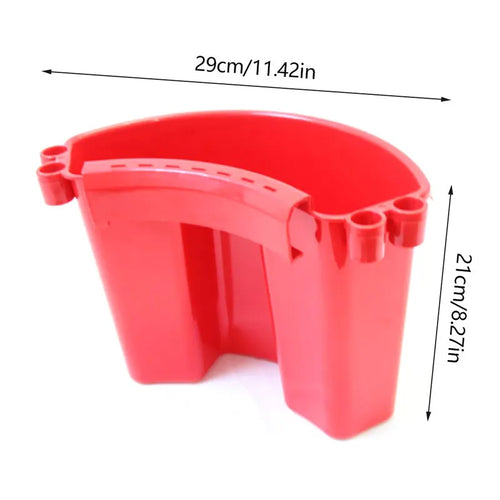 A durable PP plastic car wash bucket for cleaning tools, shown in available colours: black, red, blue, and pink.