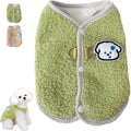 Green coral fleece dog vest with leash ring for small dogs