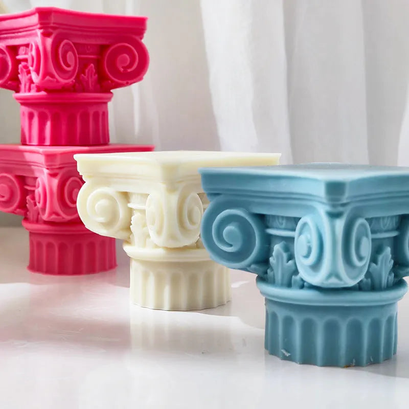 Roman pillar silicone mould for candle making and crafts with irregular column design