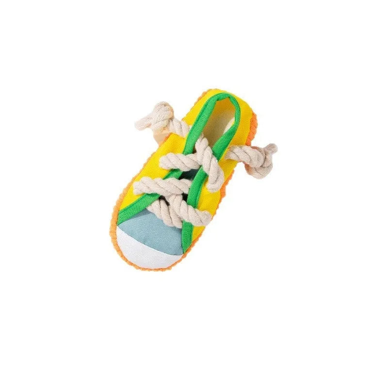 Dog sound slippers toy in plastic with self-hi feature for chewing and bending actions