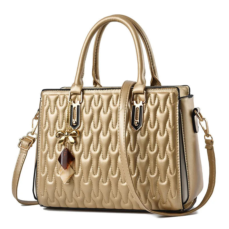 Women's large-capacity messenger bag in street trend style with pocket sandwich design