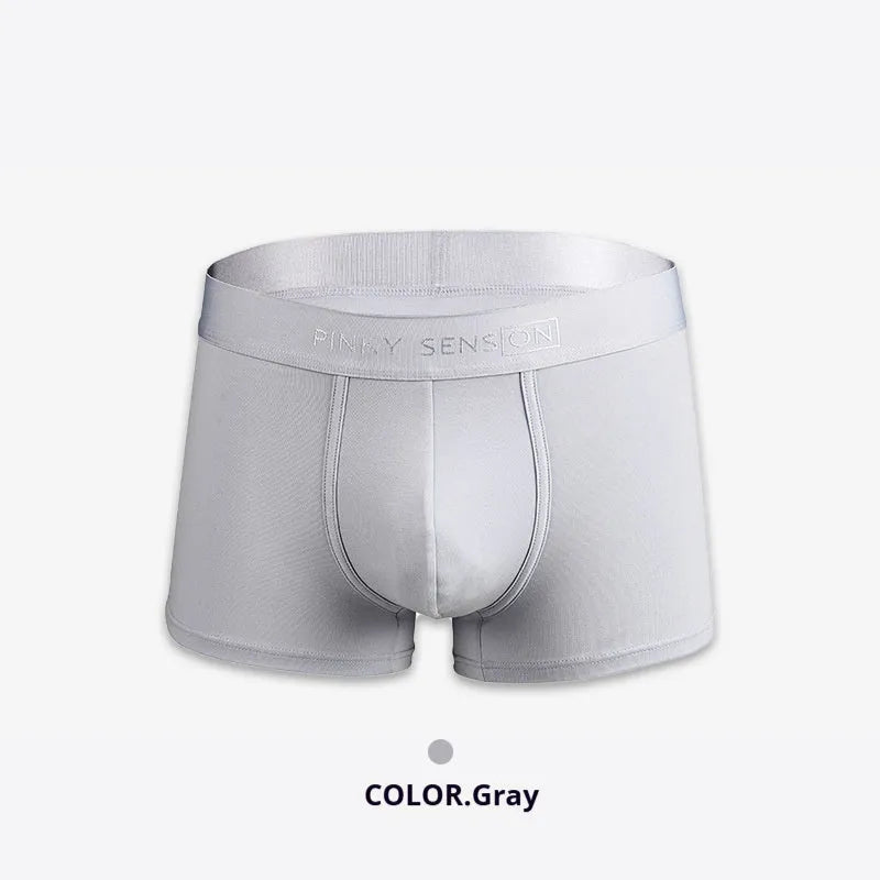 Men's solid colour cotton boxer shorts in black, white, silver grey, and light green
