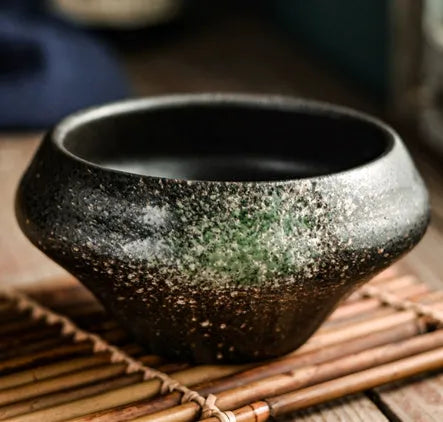 Porcelain Japanese soup bowl in stone conch shape with underglaze finish
