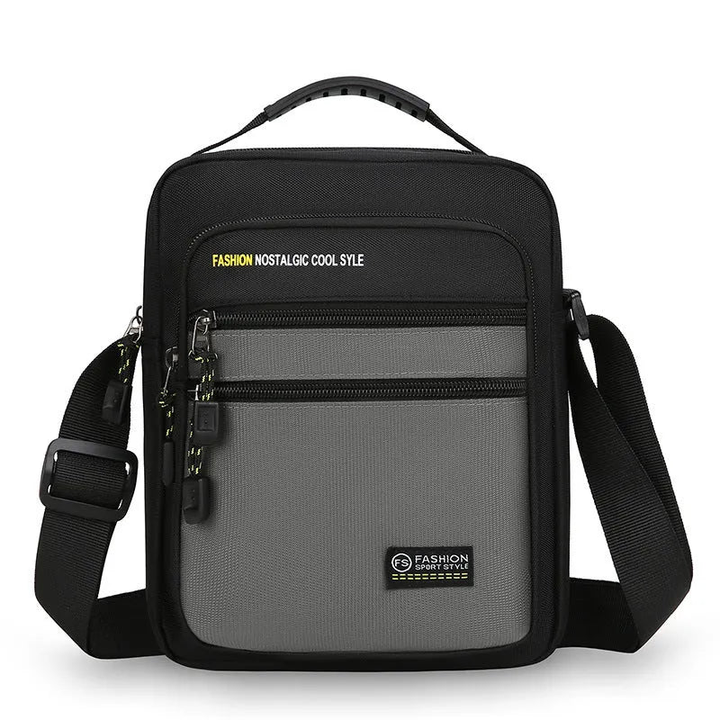 Men's nylon crossbody bag in green, black, dark blue, or grey colour with waterproof feature