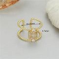 Adjustable opening asymmetric copper ring with 14K gold plating in high street style