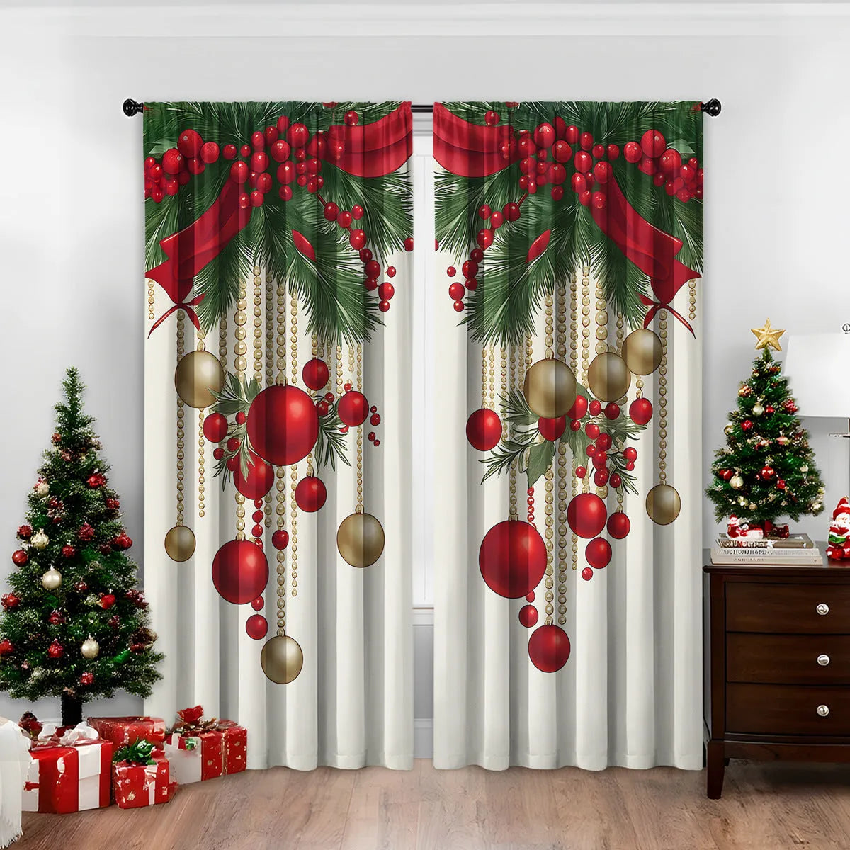 3D digital printed polyester Christmas curtains in modern simple style with high sunshade function