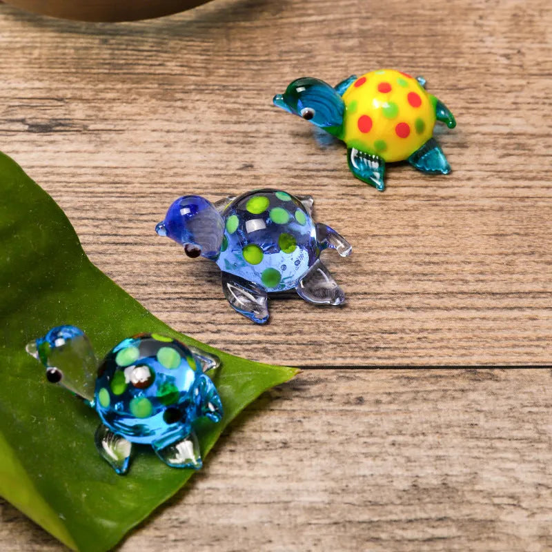 Geometric glass turtle desk ornament in modern design with six colour options