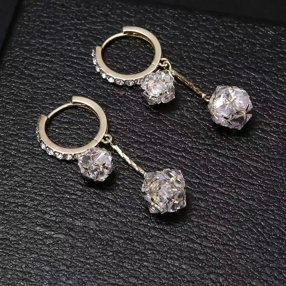 Silver confession balloon and rhinestone tassel ball drop earrings with clip-on backs