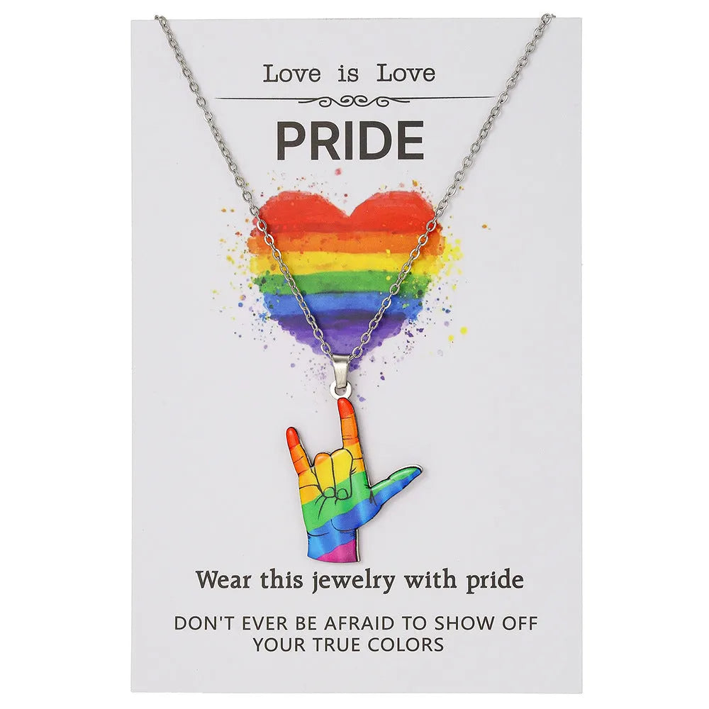 Stainless steel necklace and bracelet set with inspirational colour printing on a regular chain.
