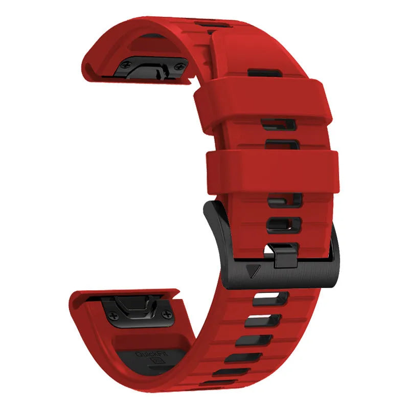 Two-colour quick release silicone watch strap for Garmin Fenix watches in 22mm and 26mm widths.