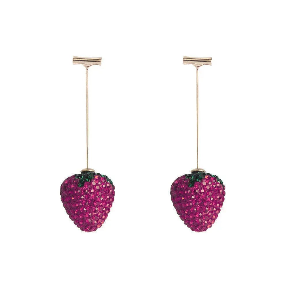 Spot drill geometric strawberry earrings for women in six colour variations