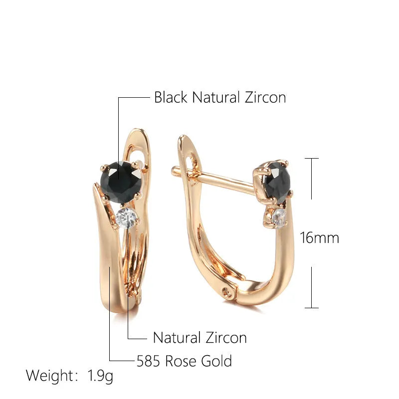 Gold retro geometric drop earrings with artificial gemstone inlay and ear clip back