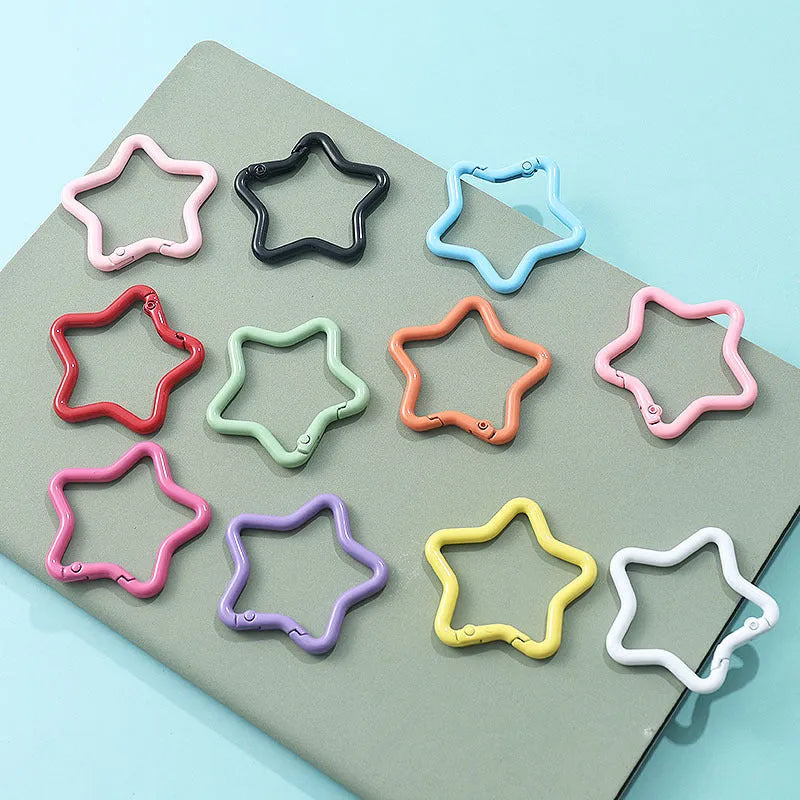Zinc alloy five-pointed star keychain in macaron colours for backpack decoration