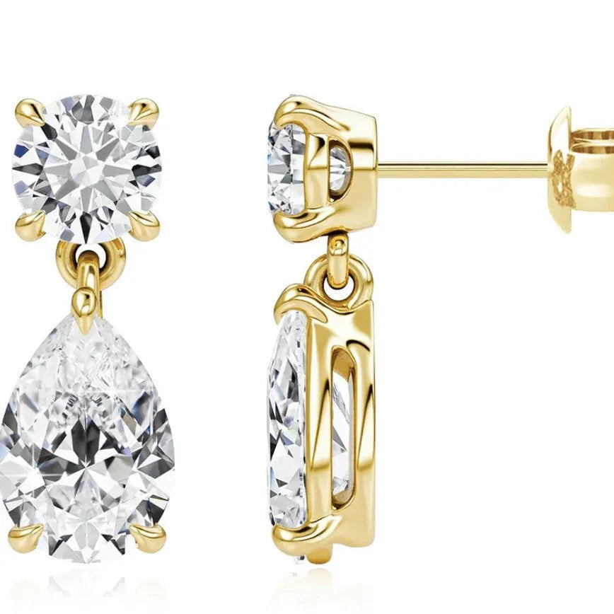 925 sterling silver water drop moissanite stud earrings in gold or silver colour