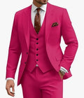 Men's slim fit three-piece suit in chemical fibre blend fabric available in multiple colours