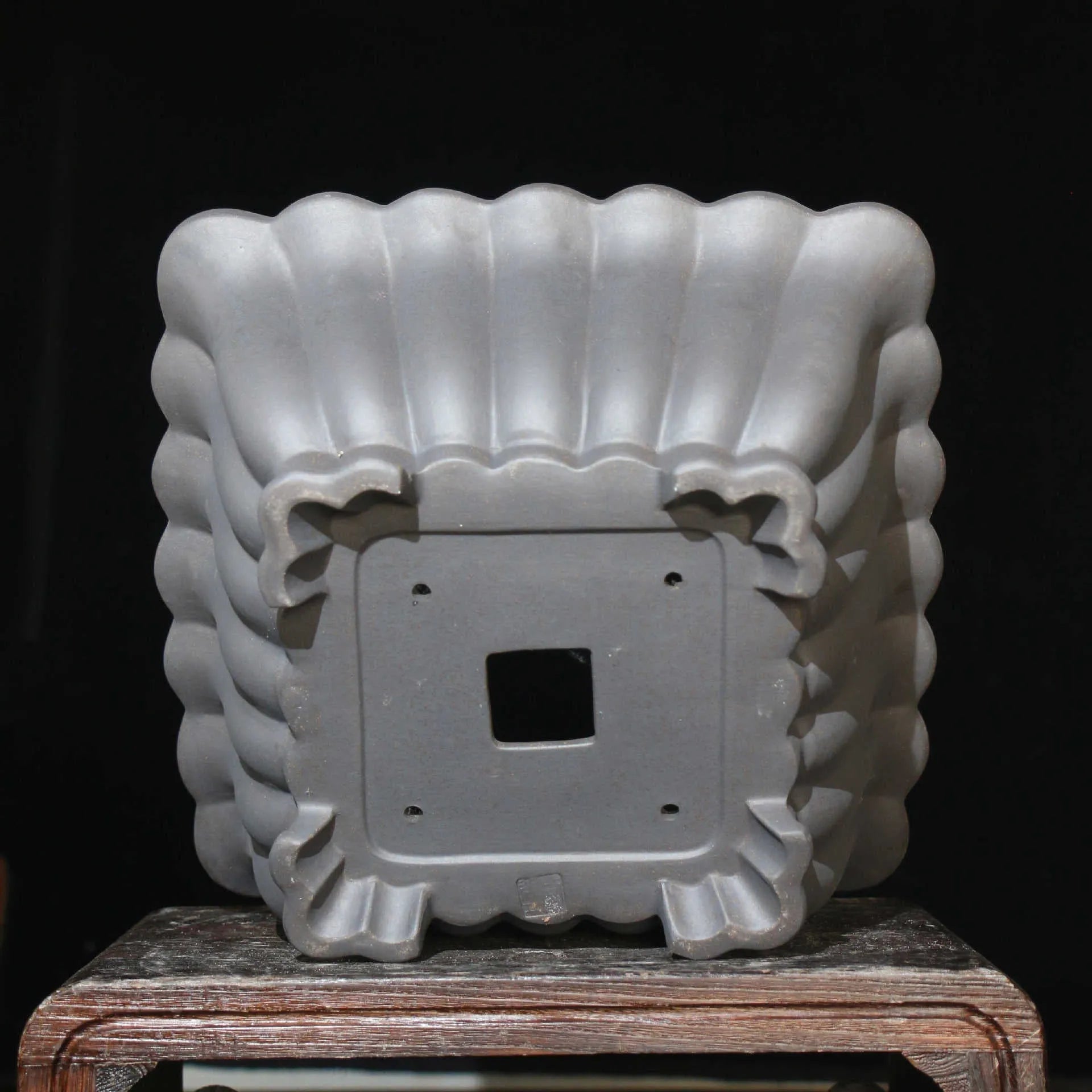 Square purple sand ceramic flower pot for desktop bonsai with 37cm diameter and classical design