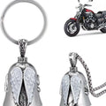 Angel white wings necklace and keychain set with vintage feather design