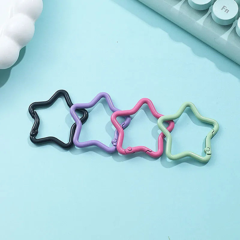 Zinc alloy five-pointed star keychain in macaron colours for backpack decoration